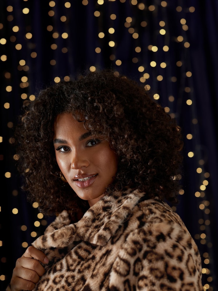 Evans Faux Fur Brown Coat - Image 4 of 5