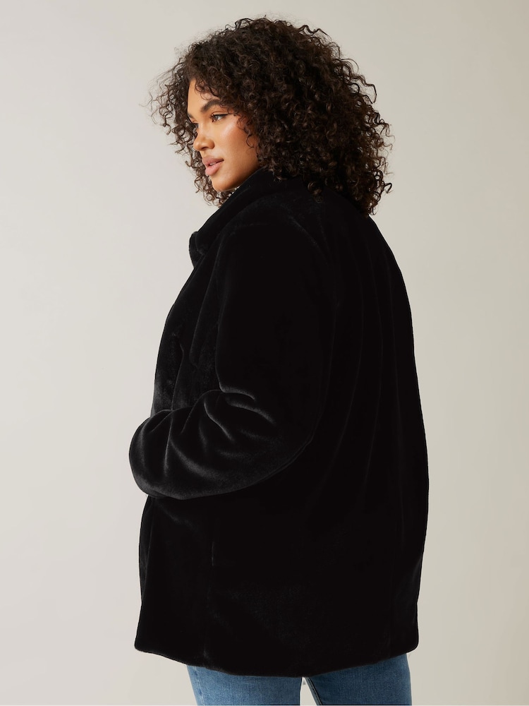 Evans Faux Fur Black Coat - Image 2 of 5