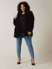 Evans Faux Fur Black Coat - Image 3 of 5