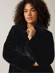 Evans Faux Fur Black Coat - Image 4 of 5