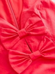 Bright Red Sleeveless Bow Front Mini Dress - Image 9 of 9