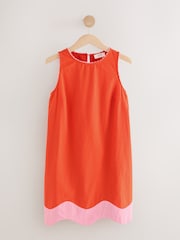 Red & Pink Scallop Edge Mini Shift Dress - Image 1 of 4