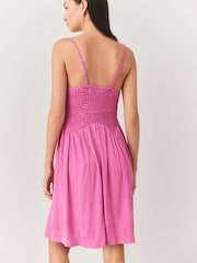 Bright Pink Strappy Textured Jersey Mini Dress - Image 3 of 3
