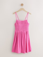 Bright Pink Strappy Textured Jersey Mini Dress - Image 4 of 6