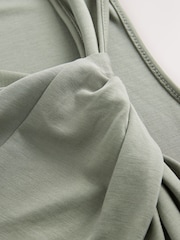 Sage Green Twist Neck Slinky Mini Dress - Image 5 of 6