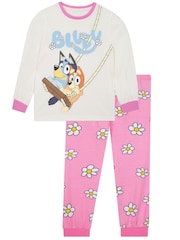 Character Pink Bluey & Bingo Pyjamas Dressing Gown Set - Image 2 of 11