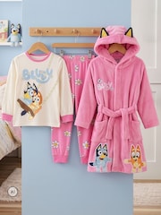 Character Pink Bluey & Bingo Pyjamas Dressing Gown Set - Image 8 of 11