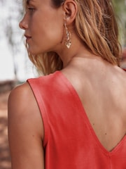Bright Red 100% Cotton V-Neck Jersey Mini Summer Dress - Image 3 of 6