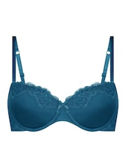 Hunkemoller Purple Lace and Shine Padded Underwired Bra - Image 4 of 5