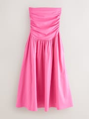 Bright Pink Bandeau Jersey Woven Mix Midi Dress - Image 1 of 3