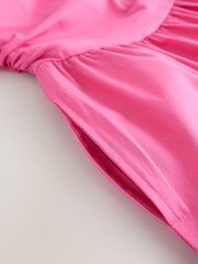 Bright Pink Bandeau Jersey Woven Mix Midi Dress - Image 3 of 3