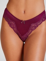 Hunkemoller Purple Lace and Shine Brazilian knickers - Image 2 of 5