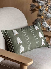 Gallery Home Green Forest Tree Embroidered Cushion - Image 1 of 4