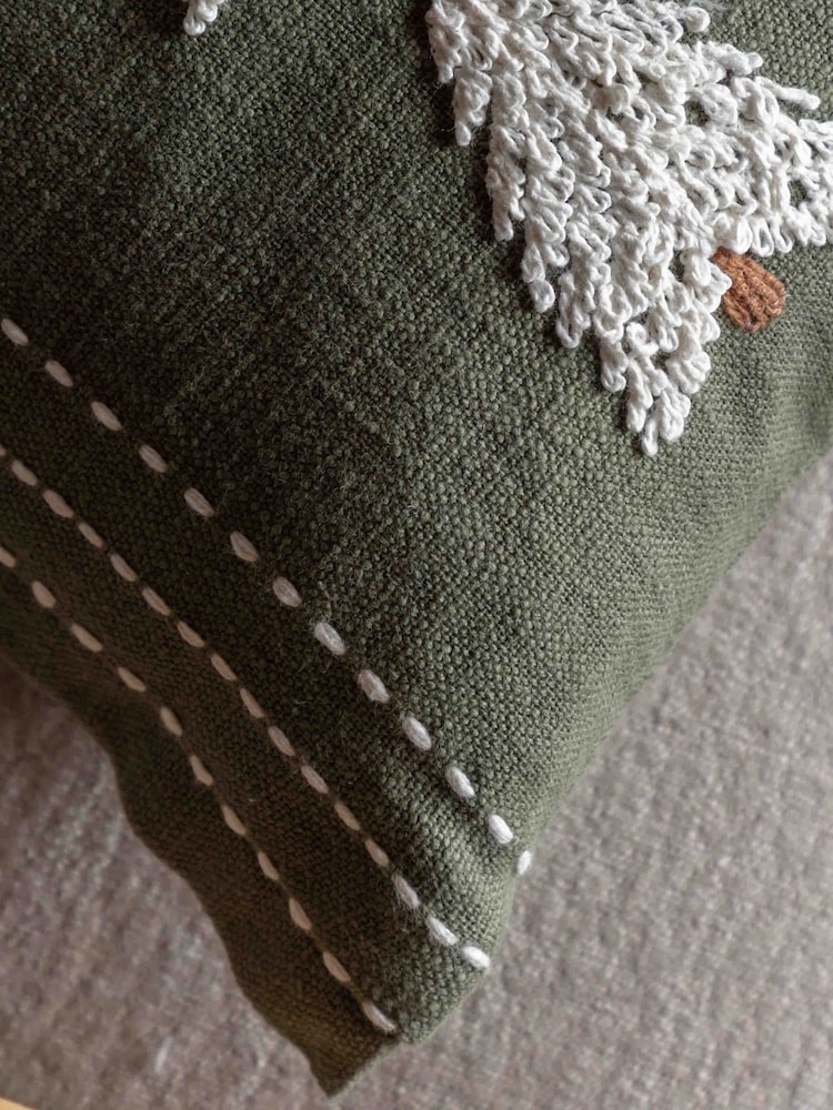 Gallery Home Green Forest Tree Embroidered Cushion - Image 2 of 4