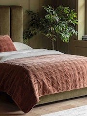Gallery Home Brown Cotton Velvet Quilted Bedspread - Image 1 of 5