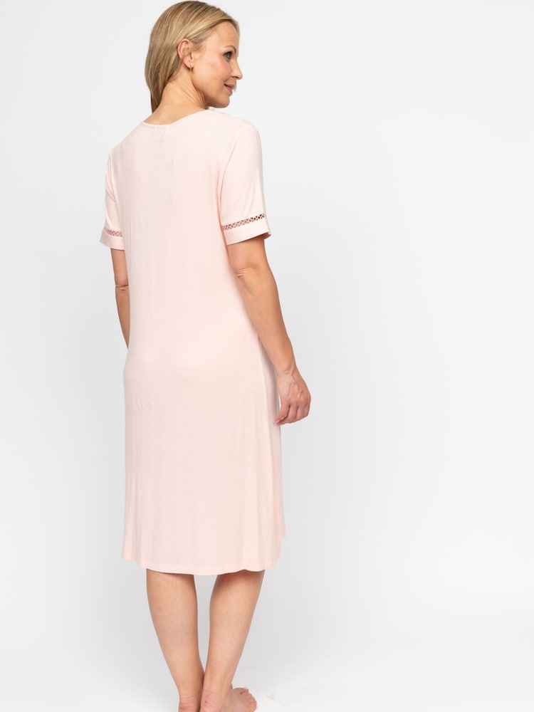 Cyberjammies Pink Nora Rose Lace Detail Jersey Short Sleeve Long Nightdress - Image 2 of 4 Cyberjammies Pink Nora Rose Lace Detail Jersey Short Sleeve Long Nightdress - Image 2 of 4