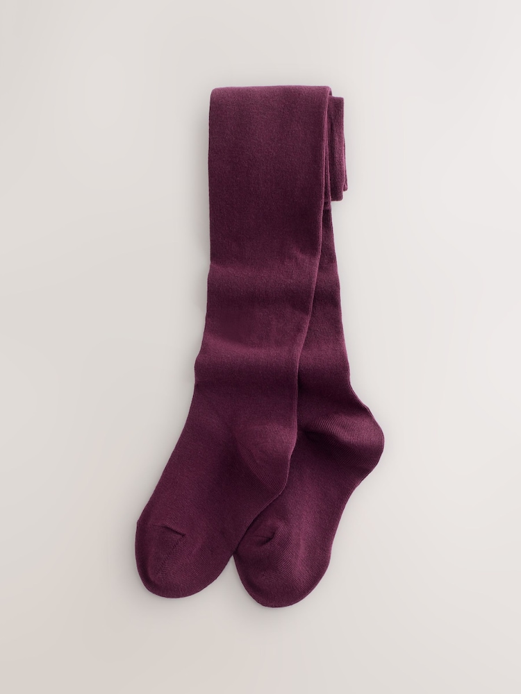 Plum Red Pink and Black Cotton Rich Tights 3 Pack - Image 2 of 6