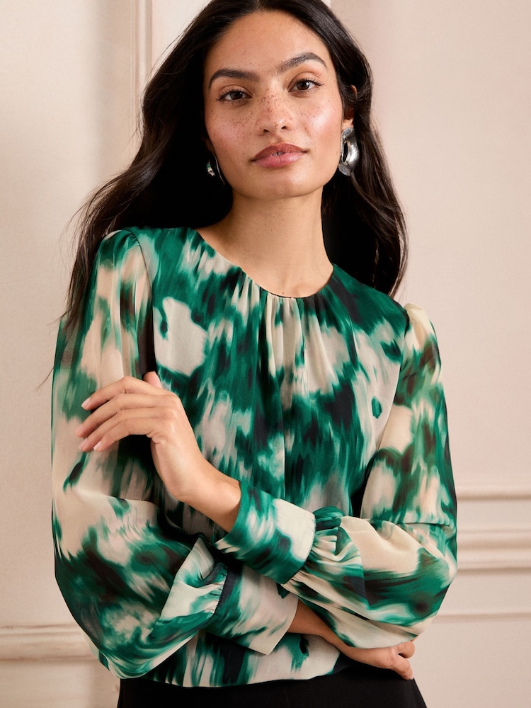Love & Roses Bluse mit Rundhalsausschnitt und Print - Bild 2 von 4