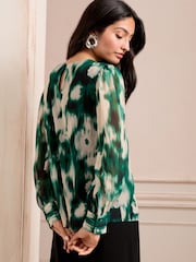 Love & Roses Bluse mit Rundhalsausschnitt und Print - Bild 4 von 4