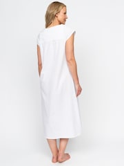 Cyberjammies White Nora Rose Detail Seersucker Long 100% Cotton Nightdress - Image 2 of 4