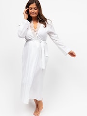 Cyberjammies White Nora Rose Long Sleeve Jersey Dressing Gown - Image 1 of 4