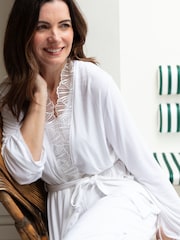 Cyberjammies White Nora Rose Long Sleeve Jersey Dressing Gown - Image 3 of 4