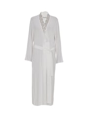 Cyberjammies White Nora Rose Long Sleeve Jersey Dressing Gown - Image 4 of 4