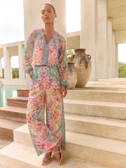 V&A I Love & Roses Pink Petite Long Sleeve Shirred Neck Blouse - Image 3 of 4