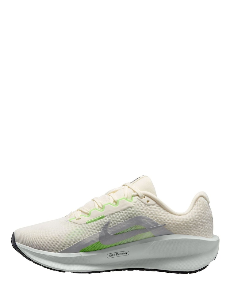 Nike White Metallic Downshifter 13 Road Running Trainers - Image 2 of 4
