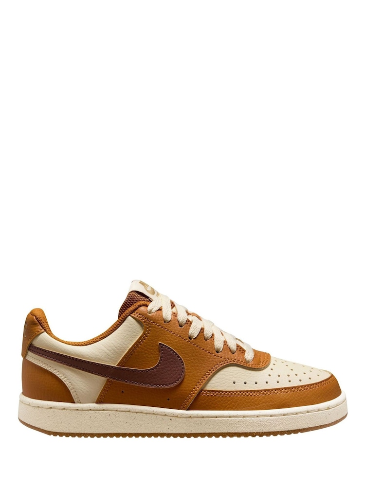 Nike Brown/Cream Court Vision Low Trainers - Image 1 of 4