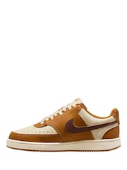 Nike Brown/Cream Court Vision Low Trainers - Image 2 of 4