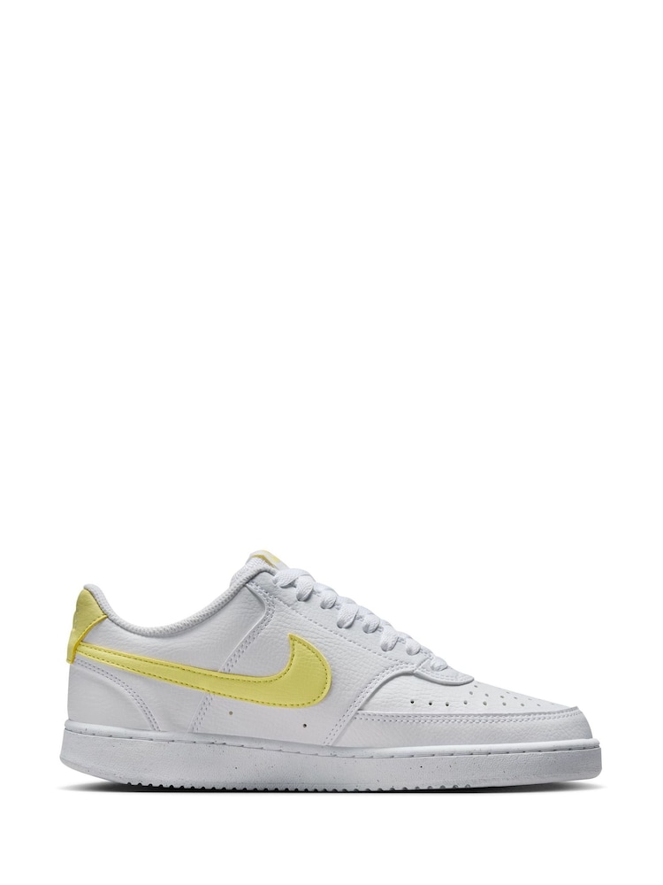 Nike White/Lemon Court Vision Low Trainers - Image 1 of 10