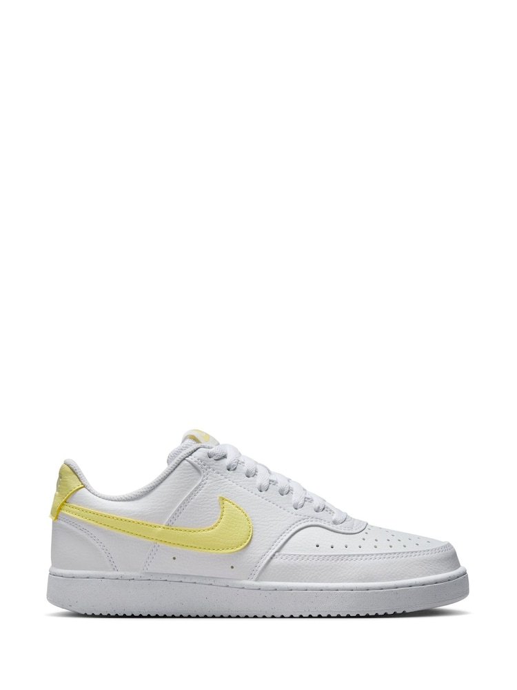 Nike White/Lemon Court Vision Low Trainers - Image 1 of 10 Nike White/Lemon Court Vision Low Trainers - Image 1 of 10