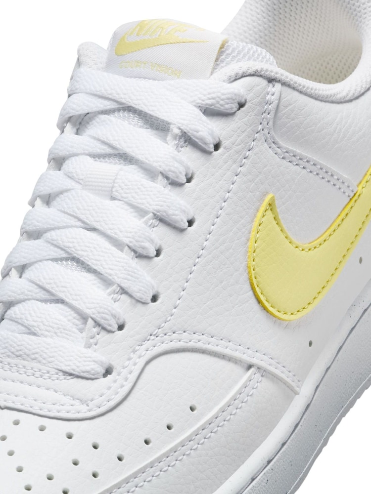 Nike White/Lemon Court Vision Low Trainers - Image 10 of 10