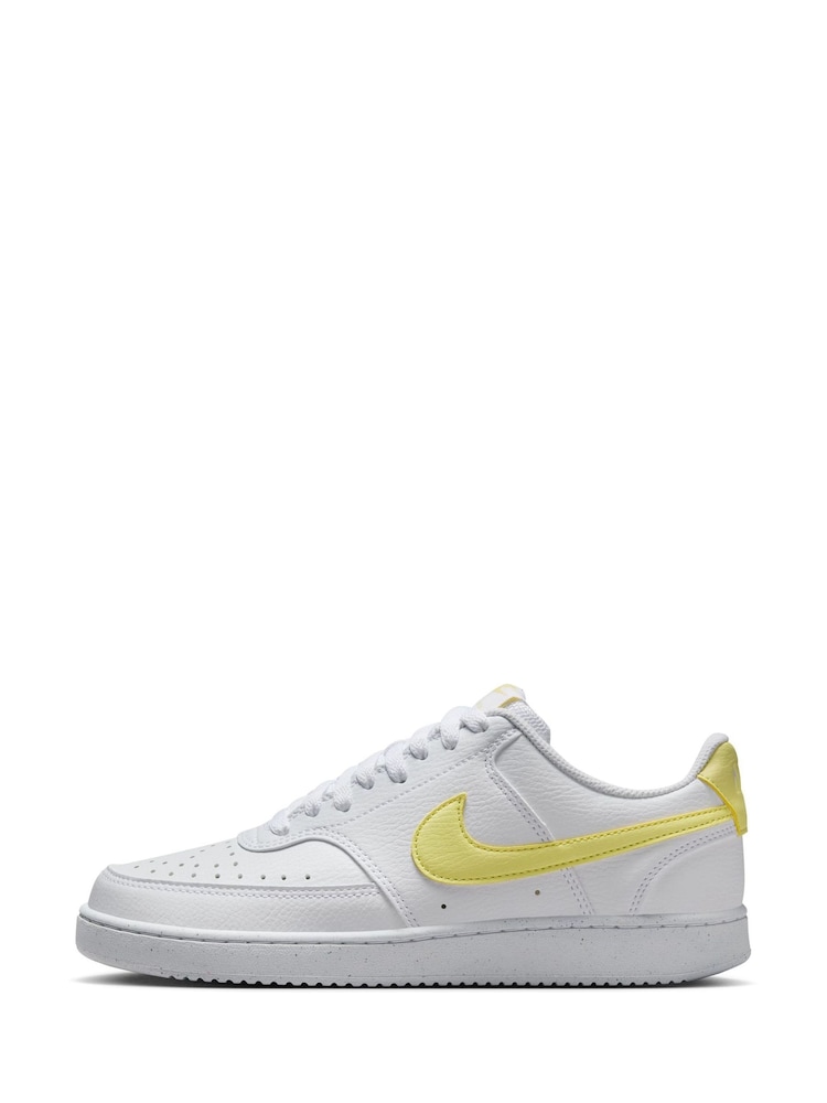 Nike White/Lemon Court Vision Low Trainers - Image 2 of 10