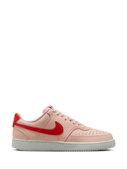 Nike Pink Red Court Vision Low Trainers - Image 3 of 10