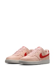 Nike Pink Red Court Vision Low Trainers - Image 5 of 10