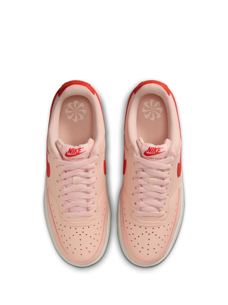 Nike Pink Red Court Vision Low Trainers - Image 7 of 10