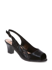 أسود - Pavers Peep-Toe Slingback Shoes - صورة 2 من 5