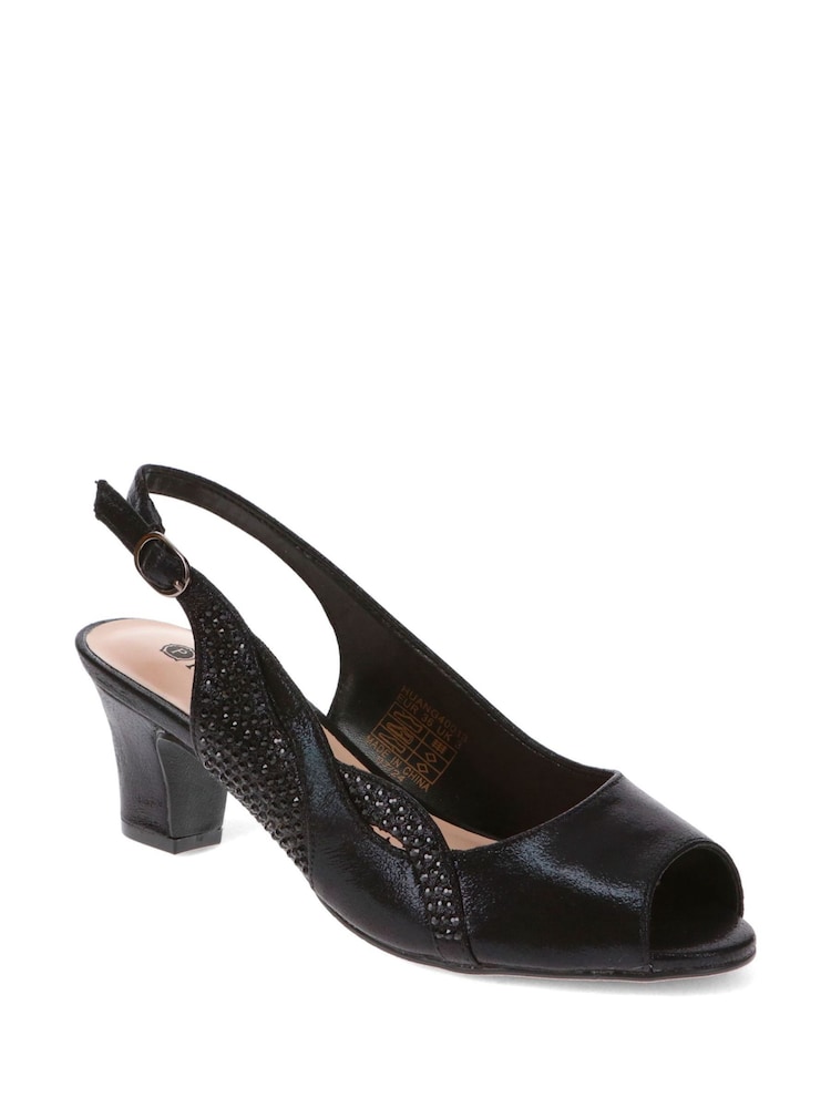 أسود - Pavers Peep-Toe Slingback Shoes - صورة 2 من 5