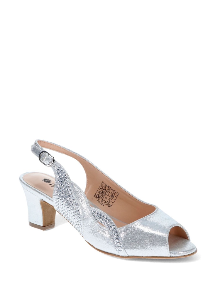 فضي - Pavers Peep-Toe Slingback Shoes - صورة 2 من 5