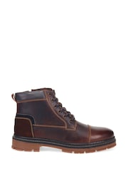 بني - Pavers Leather Lace Up Boots - صورة 1 من 5