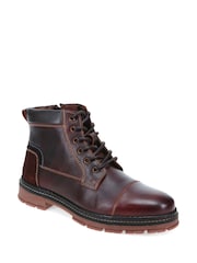 بني - Pavers Leather Lace Up Boots - صورة 2 من 5