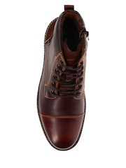 بني - Pavers Leather Lace Up Boots - صورة 4 من 5