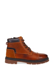 بني فاتح - Pavers Leather Lace Up Boots - صورة 1 من 5