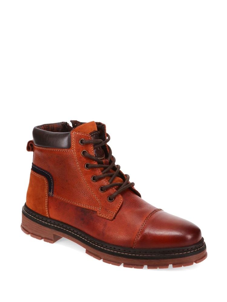 Pavers Tan Leather Lace Up Boots - Image 3 of 5