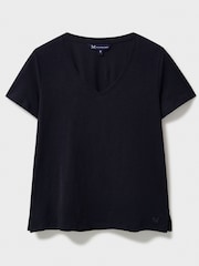 Crew Clothing Company Perfect V-Neck Slub 100% Cotton Black T-Shirt - Image 5 of 5