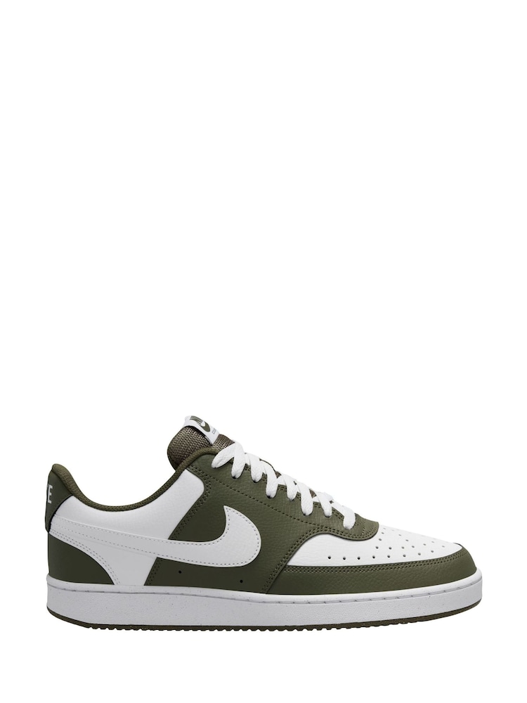 Nike Medium Olive White Court Vision Low Trainers - Image 1 of 4