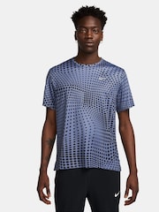 Nike World Indigo Blue Dri-FIT Miler Printed Running T-Shirt - Image 2 of 4