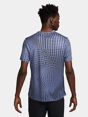Nike World Indigo Blue Dri-FIT Miler Printed Running T-Shirt - Image 3 of 4
